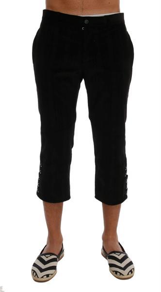 Grote foto dolce gabbana black cotton striped cropped pants it52 l kleding heren spijkerbroeken en jeans