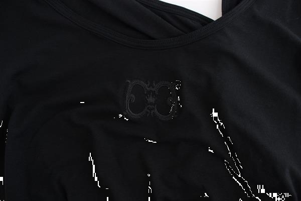 Grote foto cavalli black cotton tank top it50 3xl kleding dames t shirts