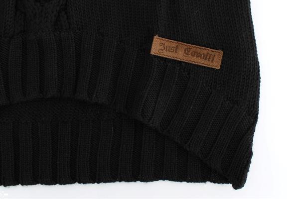 Grote foto cavalli black knitted wool sweater it46 xl kleding dames truien en vesten