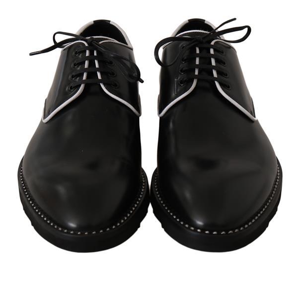 Grote foto dolce gabbana black leather white line dress derby shoes e kleding heren schoenen