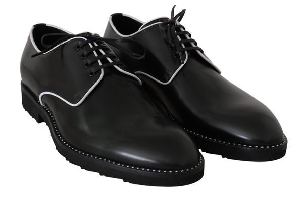 Grote foto dolce gabbana black leather white line dress derby shoes e kleding heren schoenen
