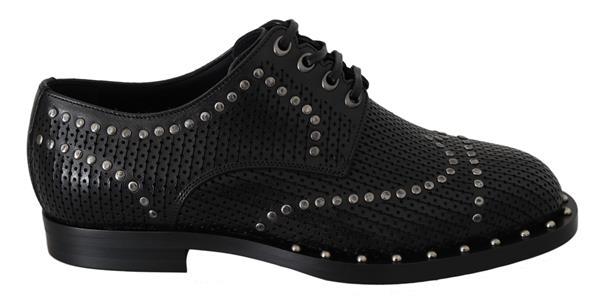 Grote foto dolce gabbana black leather studded derby dress shoes eu3 kleding heren schoenen