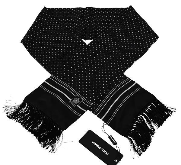 Grote foto dolce gabbana black polka dot print crown logo mens scarf kleding dames sieraden