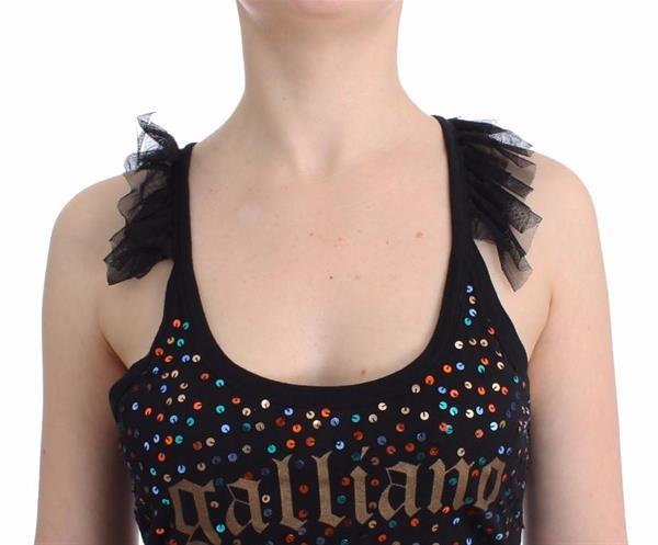 Grote foto galliano black sequin embellished top xxs kleding dames t shirts