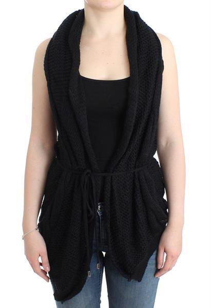 Grote foto costume national black sleeveless knitted cardigan xs kleding dames truien en vesten