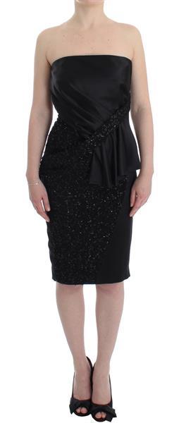 Grote foto masha ma black strapless embellished pencil dress s kleding dames jurken en rokken