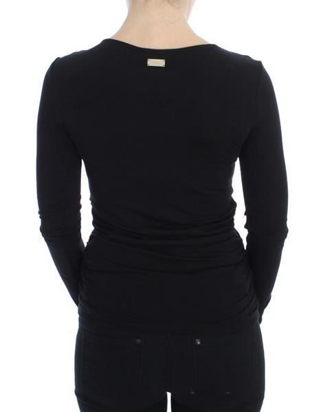 Grote foto versace jeans black stretch longsleeve sweater it40 xs kleding dames truien en vesten