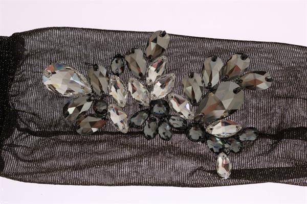 Grote foto dolce gabbana black stretch floral clear crystal socks m kleding dames sokken en kousen
