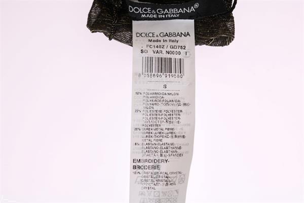 Grote foto dolce gabbana black stretch floral clear crystal socks m kleding dames sokken en kousen