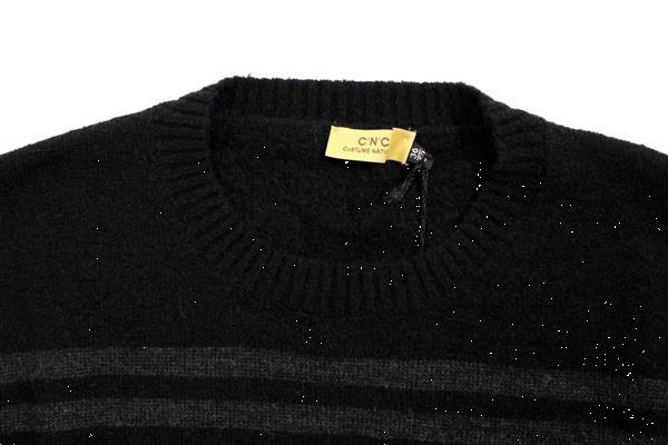 Grote foto costume national black striped crewneck sweater it52 xl kleding heren truien en vesten