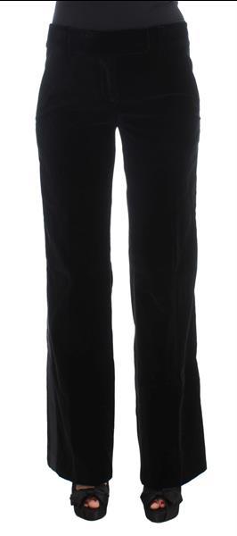 Grote foto ermanno scervino black striped velvet viscose bootcut pants kleding dames spijkerbroeken en jeans