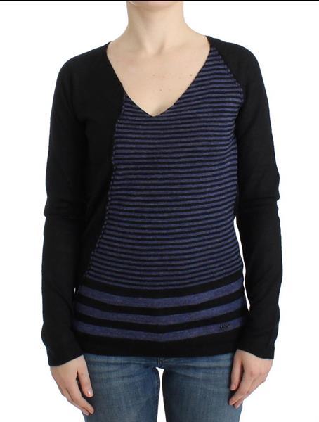 Grote foto costume national black striped v neck sweater xs kleding dames truien en vesten