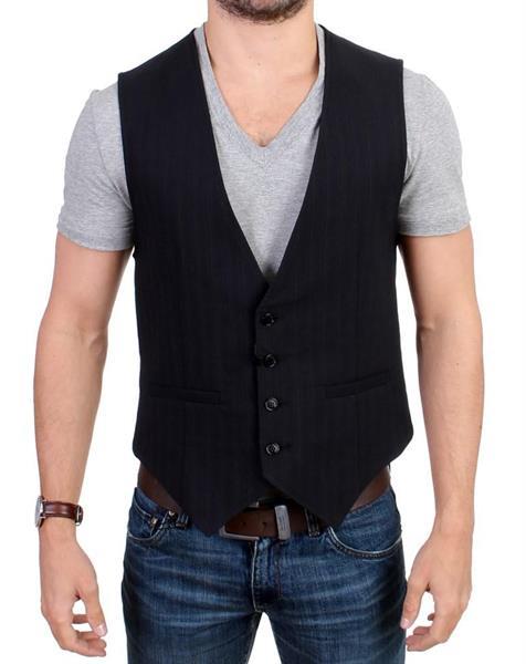 Grote foto costume national black striped cotton casual vest it50 m l kleding heren truien en vesten