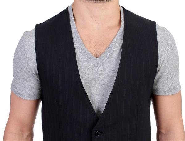 Grote foto costume national black striped cotton casual vest it50 m l kleding heren truien en vesten