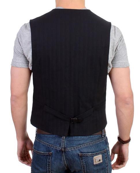 Grote foto costume national black striped cotton casual vest it50 m l kleding heren truien en vesten