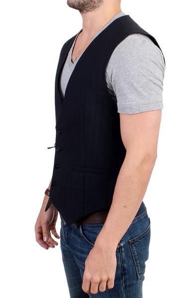 Grote foto costume national black striped cotton casual vest it50 m l kleding heren truien en vesten