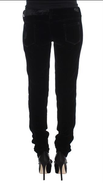 Grote foto ermanno scervino black viscose blend velvet slim fit pants i kleding dames spijkerbroeken en jeans