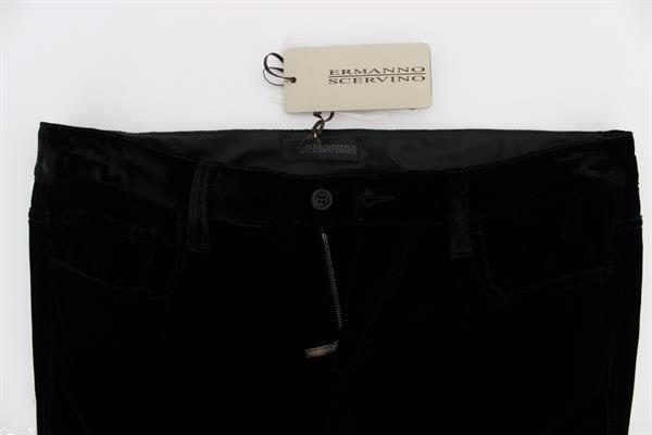 Grote foto ermanno scervino black viscose blend velvet slim fit pants i kleding dames spijkerbroeken en jeans
