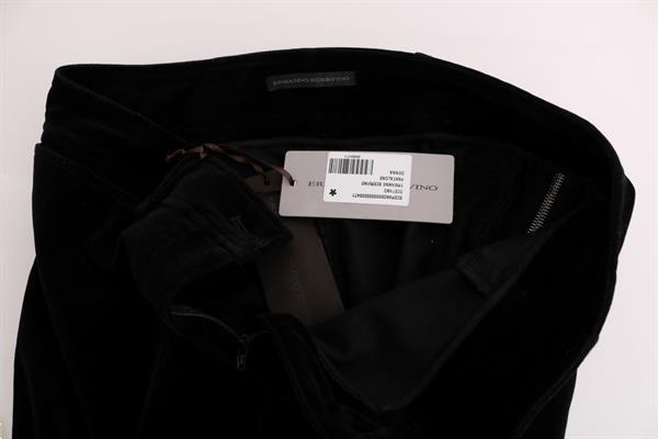 Grote foto ermanno scervino black viscose blend velvet cropped pants it kleding dames spijkerbroeken en jeans