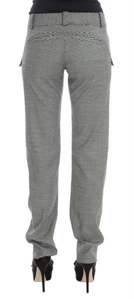Grote foto ermanno scervino black white checkered cotton casual pants i kleding dames spijkerbroeken en jeans