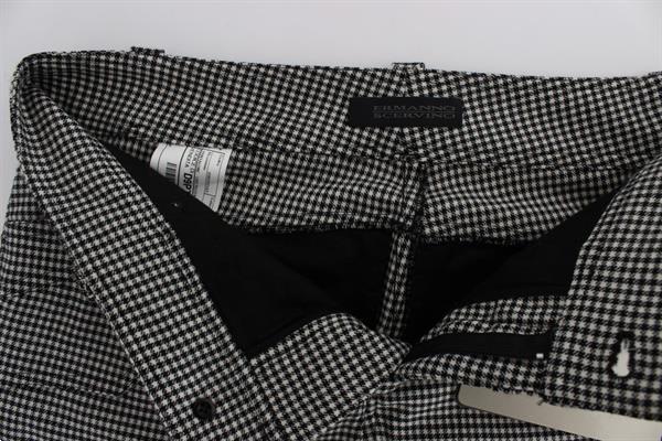 Grote foto ermanno scervino black white checkered cotton casual pants i kleding dames spijkerbroeken en jeans