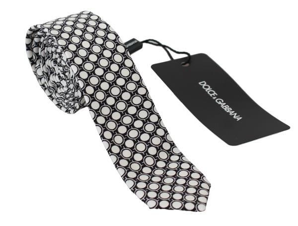 Grote foto dolce gabbana black white prtinted 100 silk necktie kleding dames sieraden