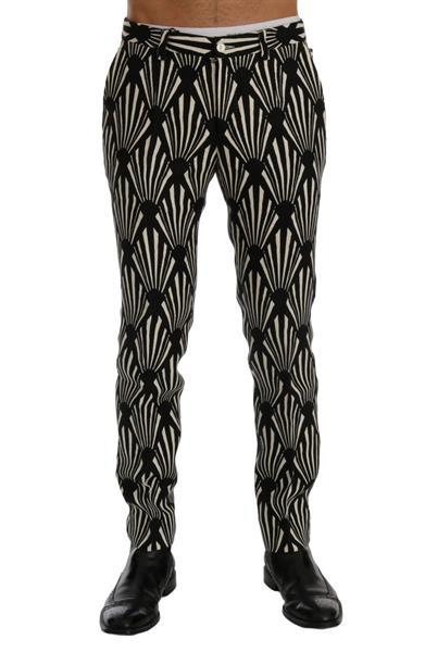 Grote foto dolce gabbana black white slim fit hemp linen pants it44 kleding heren spijkerbroeken en jeans