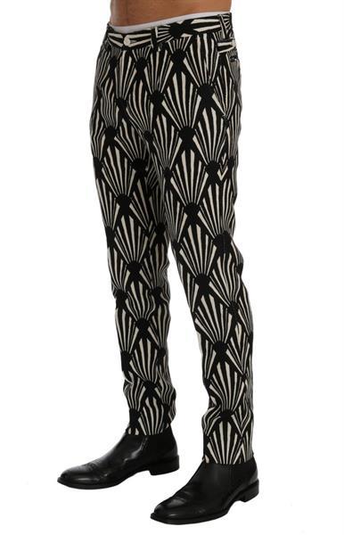 Grote foto dolce gabbana black white slim fit hemp linen pants it44 kleding heren spijkerbroeken en jeans