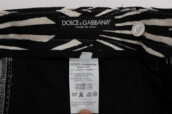 Grote foto dolce gabbana black white slim fit hemp linen pants it44 kleding heren spijkerbroeken en jeans