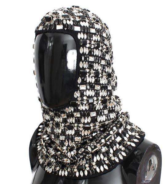 Grote foto dolce gabbana black wool crystal runway crochet hood kleding dames sieraden