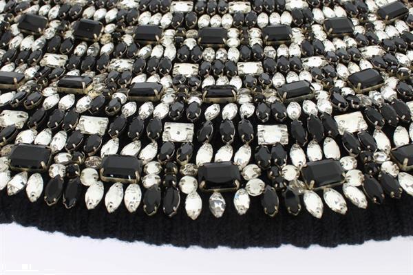 Grote foto dolce gabbana black wool crystal runway crochet hood kleding dames sieraden