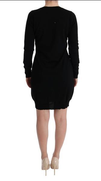 Grote foto marghi lo black wool long sleeve shift dress it42 m kleding dames jurken en rokken