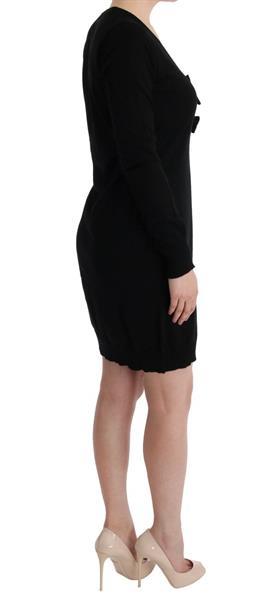 Grote foto marghi lo black wool long sleeve shift dress it42 m kleding dames jurken en rokken