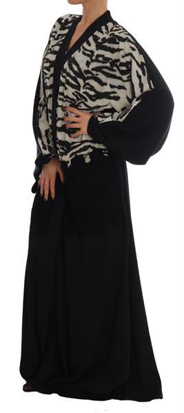 Grote foto dolce gabbana black zebra kaftan abaya cape silk dress it4 kleding dames jurken en rokken