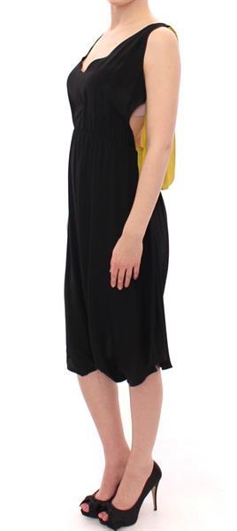 Grote foto lamberto petri black yellow silk shift sheath coctail dress kleding dames jurken en rokken