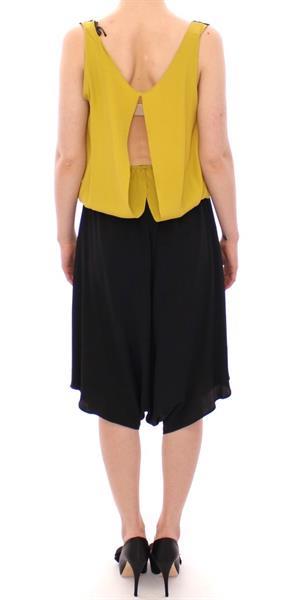 Grote foto lamberto petri black yellow silk shift sheath coctail dress kleding dames jurken en rokken