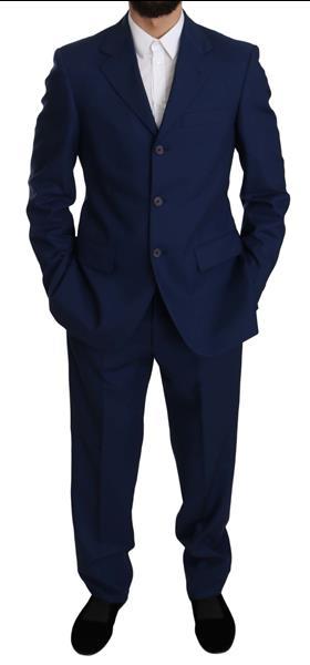 Grote foto romeo gigli blue solid 100 wool two piece 3 button suit it4 kleding heren kostuums en colberts