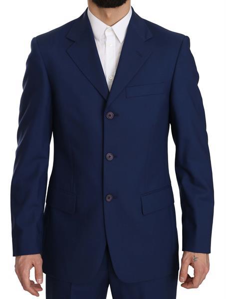 Grote foto romeo gigli blue solid 100 wool two piece 3 button suit it4 kleding heren kostuums en colberts