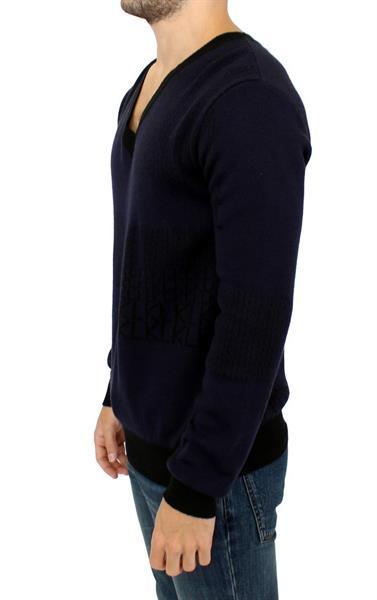 Grote foto karl lagerfeld blue v neck pullover sweater xl kleding heren truien en vesten