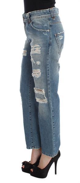 Grote foto galliano blue wash cotton boyfriend fit cropped jeans w24 kleding dames spijkerbroeken en jeans