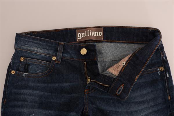 Grote foto galliano blue wash cotton stretch skinny low jeans w27 kleding dames spijkerbroeken en jeans