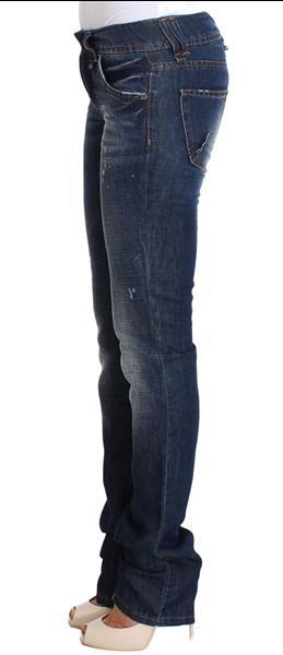 Grote foto galliano blue wash flare boot cotton lenin denim jeans w26 kleding dames spijkerbroeken en jeans