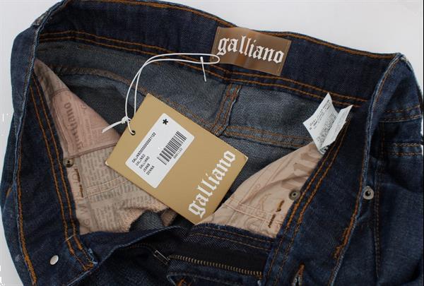 Grote foto galliano blue wash flare boot cotton lenin denim jeans w26 kleding dames spijkerbroeken en jeans