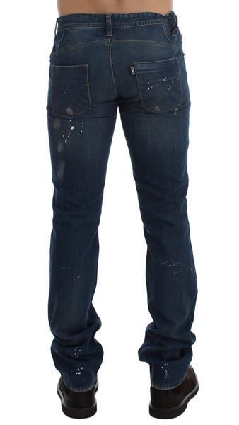 Grote foto costume national blue wash paint slim fit pants jeans w34 kleding heren spijkerbroeken en jeans