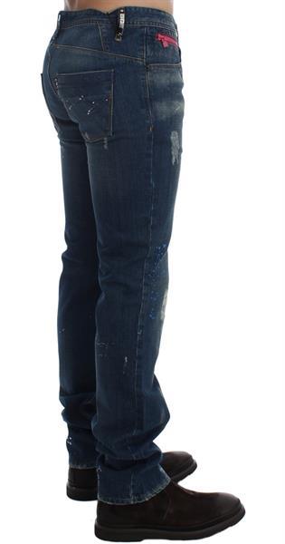 Grote foto costume national blue wash paint slim fit pants jeans w34 kleding heren spijkerbroeken en jeans