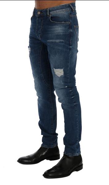 Grote foto frankie morello blue wash torn dundee slim fit jeans w32 kleding heren spijkerbroeken en jeans