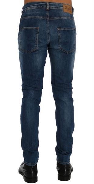Grote foto frankie morello blue wash torn dundee slim fit jeans w32 kleding heren spijkerbroeken en jeans