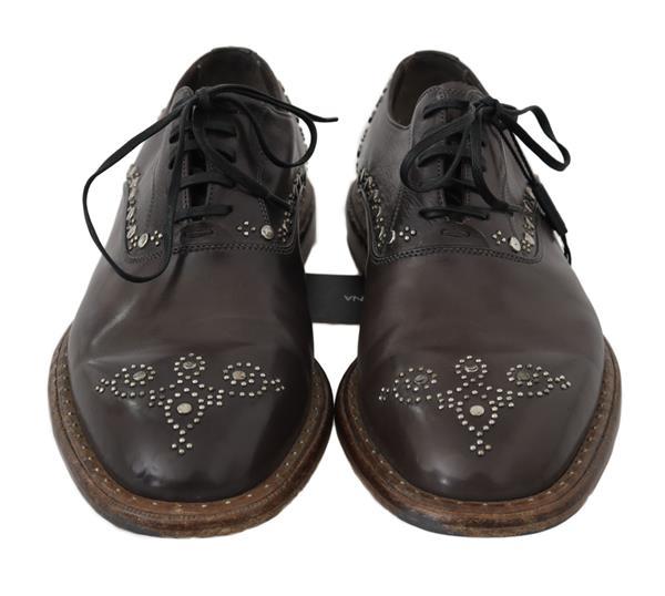 Grote foto dolce gabbana brown leather marsala derby studded shoes eu kleding heren schoenen