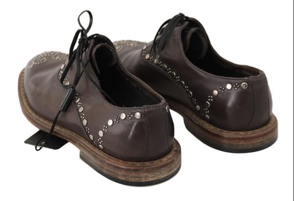 Grote foto dolce gabbana brown leather marsala derby studded shoes eu kleding heren schoenen