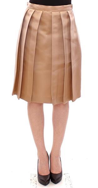 Grote foto andrea incontri brown silk solid mini pleated skirt it44 l kleding dames jurken en rokken